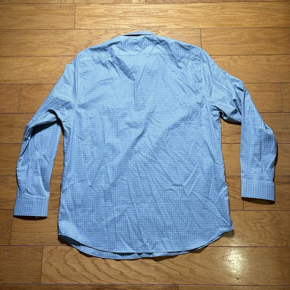 NWT Banana Republic Shirt Mens 2XL Blue Check Non Iron Slim Fit Cotton Check
